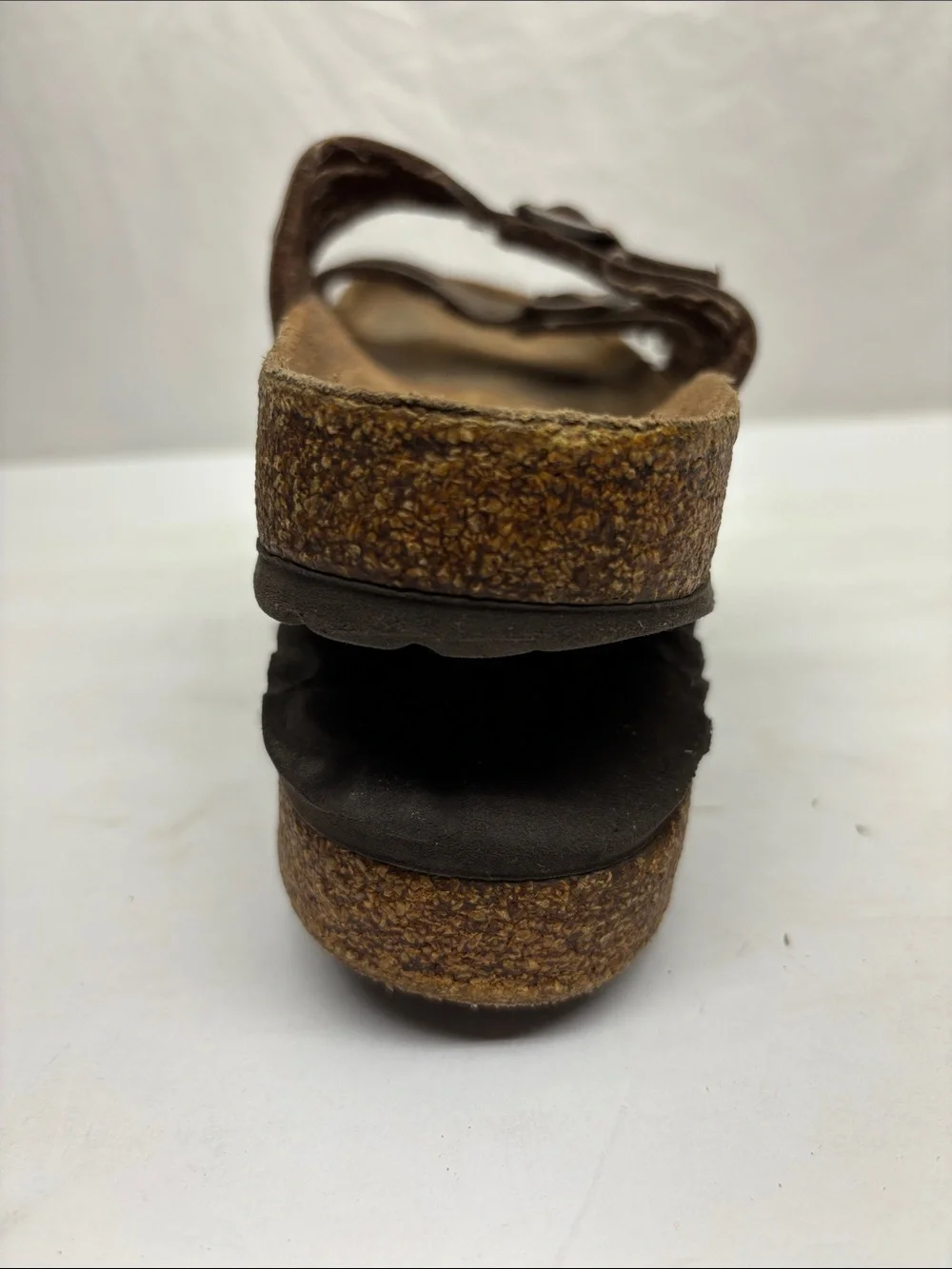 Birkenstock Women’s Brown Leather Double-Buckle Slide Sandals, SZ 6, box 23